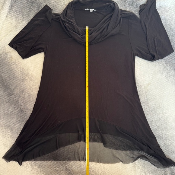 Cha Cha Vente Women's Long Sleeve Black Tunic Cowl Neck Top Hi Low Sz Large - Picture 6 of 10